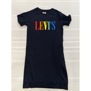 Levi's Blue Short Sleeve T-Shirt Dress Tunic Blue Rainbow Girls Sz L 12-13